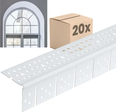 Produktbild von PROTEKTOR 20x Kantenprofil 3767, Trockenbau, Hart-PVC, 300cm, weiß – Kantenschutz für runde Rigipsplatten Konstruktionen