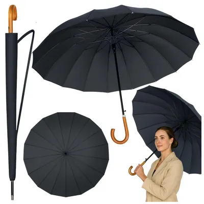 Produktbild von Großer Automatikschirm mit Armabdeckung, 24-Streben, schwarz, 115 cm