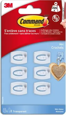 Immagine prodotto di Set di 6 ganci adesivi Mini, COMMAND, trasparenti 0,225 kg