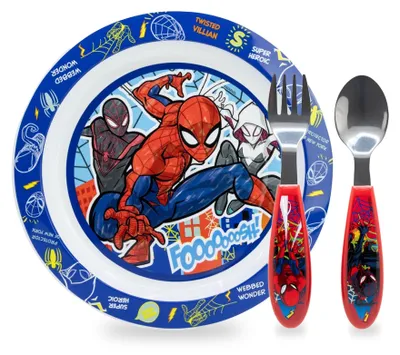3-teiliges Kinderservice-Set mit Spiderman-Motiv, mikrowellengeeignet
