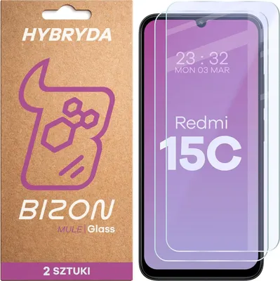 Produktbild von 2x Flexibles Hybridglas für Xiaomi Redmi 15C 4G, Bizon Glass Mule Duo