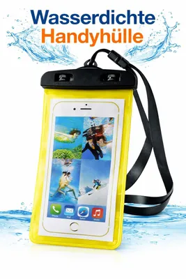 Produktbild von Wasserdichte Handyhülle Universal IPX8 – Handytasche wasserdicht bis 6,7 Zoll Smartphone Schutzbeutel Strand Schwimmen Gelb