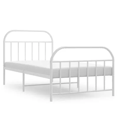 Produktbild von vidaXL Bettgestell mit Kopf- und Fußteil Metall Weiß 100x190 cm