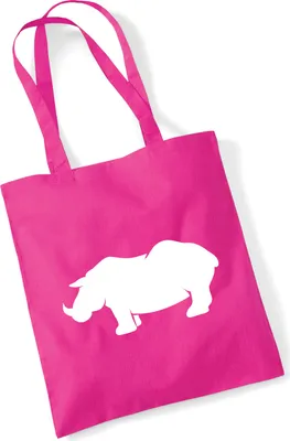 Produktbild von Huuraa Jutebeutel Nashorn Silhouette 10 Liter Fuchsia Baumwolle Tasche Geschenkidee