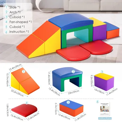 Produktbild von Weiche Bausteine für Kinder - Schaumstoffspielzeug - 6-teilig - Ledermaterial - Für 1–3 Jahre - Krabbel- und Kletterspielzeug - Weiß
