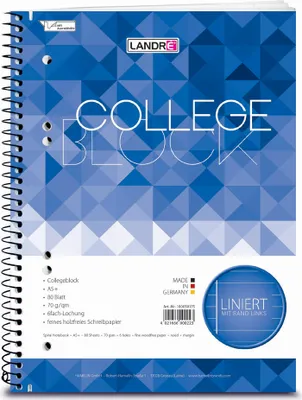 Produktbild von LANDRÉ Collegeblock "College" DIN A5 liniert 80 Blatt