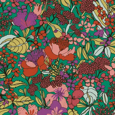 Produktbild von Profhome 377561-GU Blumen Tapete Dschungel matt grün rot lila 5,33 m2