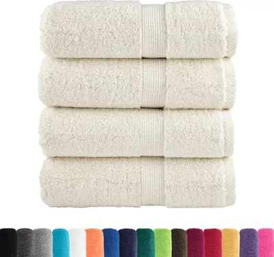 Image de vidaXL Serviettes de toilette Premium SOLUND 4 pièces Crème 30x30 cm 600 g/m