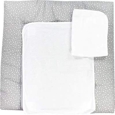 Produktbild von TupTam Wickelauflage inkl. 2 Frotteebezüge Modell MAR02579, Farbe: Sternbild Weiß / Grau, Größe: 70 x 70 cm