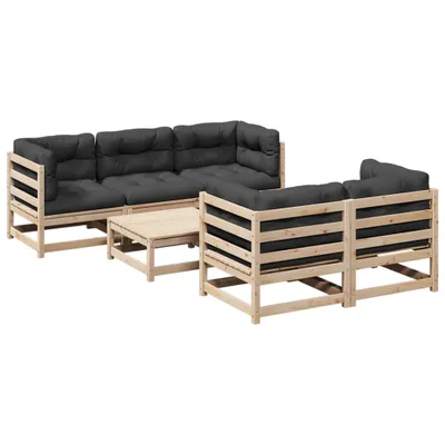 Image de vidaXL Ensemble de 6 canapés de jardin avec coussins en pin massif