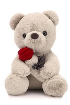 Immagine prodotto di Orsetto di peluche con rosa, 23 cm. Orsacchiotto in peluche, giocattolo di stoffa, peluche, decorazione, regalo