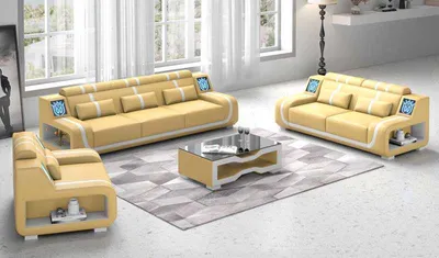 Produktbild von Sofagarnitur Mit LED Beige Modern 3tlg JVmoebel