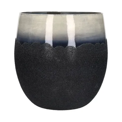 Productafbeelding van Pomax Rock bloempot, zwart | zilver, Ø 30 x H 30 cm