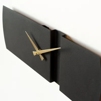 Immagine prodotto di Opviq, Orologio da parete in metallo Origami - APS097, Orologi da parete, nero, acciaio, 16 x 49 cm