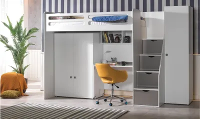 Produktbild von Hochbett-Set Smarti 3-teilig ohne Schrank - Grau