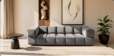 Zdjęcie produktu dla Sofa czteroosobowa, tkanina welurowa Bluvel, Popielaty, Averro