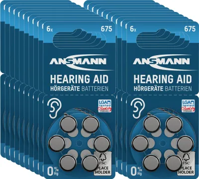 Produktbild von ANSMANN Hörgerätebatterien 675 blau 60 Stück, Typ 675 P675 ZL1 PR44 mit 1,4V