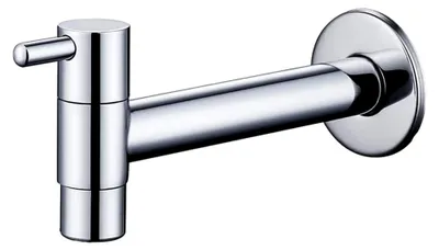 Produktbild von Kaltwasserhahn zur Wandmontage, Kaltwasserarmatur für Mopp Pool und Waschmaschinen, Wasserhahn aus verchromtem Messing, langer Kaltwasserhahn