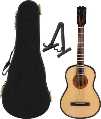 Zdjęcie produktu dla 1/6 drewniana gitara do dekoracji model instrumentu muzycznego dla lalek 12 cali akcesoria 17 cm