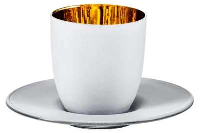 Produktbild von EISCH Cosmo Gold/Weiß Glas Espressotasse mit Untertasse