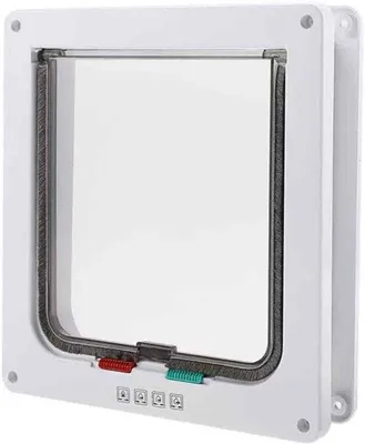 Image de Chatière en plastique - à battant - chatière de sécurité à quadruple verrouillage - résistante aux intempéries - facile à installer - pour l'intérieur et l'extérieur - 20 × 19 × 5 cm - blanche