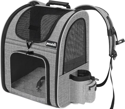 Produktbild von Pecute Haustier Rucksack mit Netzfenster und Tragetasche Grau L
