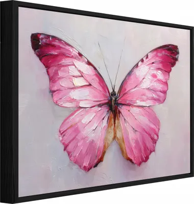 Produktbild von Bilder mit Rahmen Schmetterling Beton Aquarell - 120x80 cm - Wandbilder Wohnzimmer Schlafzimmer - Leinwand Bilder mit Rahmen Beige - PPR16339O20
