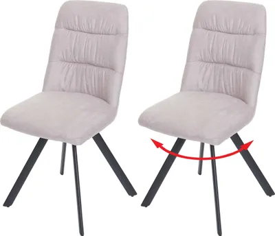 Produktbild von 2er-Set Esszimmerstuhl HWC-J69, Küchenstuhl Stuhl, drehbar Auto-Position, Samt  creme-beige