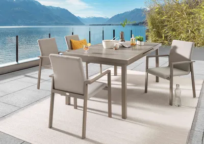 Produktbild von Destiny Sitzgruppe TORINO IMOLA 4 Stapelsessel+Tisch 165/215x100x75cm ausziehbar