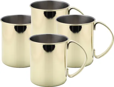 Produktbild von ECHTWERK Moscow Mule Becher Set 4tlg aus Edelstahl, 1000 ml,, Farbe:Gold