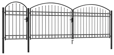 Productafbeelding van vidaXL Tuinpoort ASSEN met boogvorm, staal, 1,25 x 5 meter, zwart