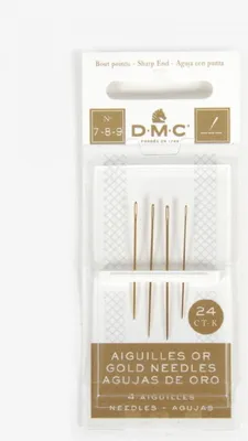 Produktbild von DMC Sticknadel, scharfe Spitze, 4 Stk, vergoldet, Größe 7-9