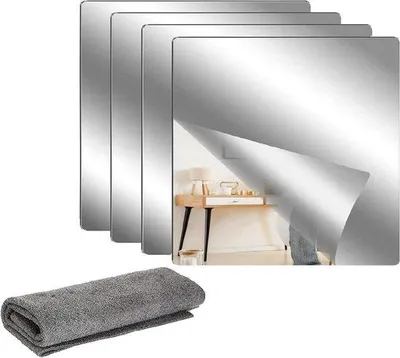 Immagine prodotto di Adesivi murali quadrati in pellicola adesiva, set da 4 pezzi, 20x20 cm, acrilico flessibile
