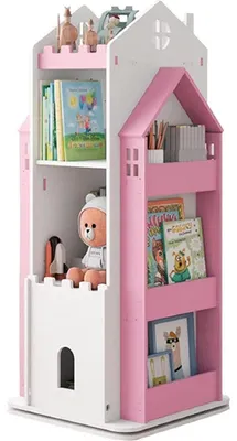 Immagine prodotto di Libreria girevole a 360° per bambini, 2 ripiani, rosa