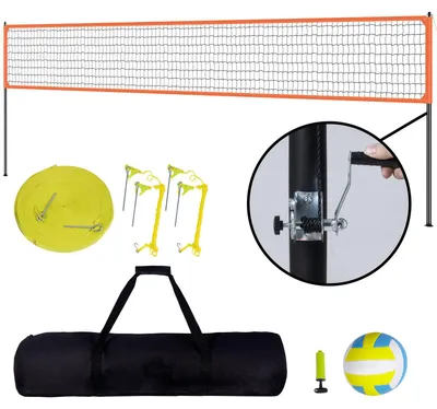 Produktbild von Volleyballnetz Höhenverstellbares Volleyballnetz Set, 9,7 x 2,4 m Tragbarer Beachvolleyball-Netz