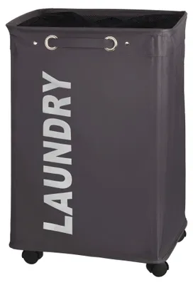 Image de WENKO Collecteur de linge Corbeille Trieur Sac Salle de bain 79 L Trieur Coffre Quadro Gris