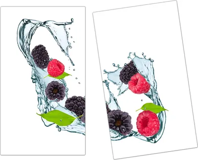 Produktbild von Spritzschutz Herdabdeckplatte Schneidebrett aus Glas Beeren auf Wassersplash 2-Teilig (60x52cm)