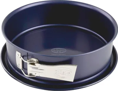 Produktbild von Dr. Oetker Springform Ø 24 cm BACK-LIEBE EMAILLE, Backform mit schnitt- & kratzfestem Flachboden mit Emaille-Versiegelung, runde Kuchenform mit Ring aus Stahlblech (Farbe: Blau)