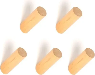 Produktbild von Holz Haken, Holz Kleiderhaken Rund Garderobenhaken 5 Stück, Natürliche Holz Wandhaken mit Schraubenmutter für Schlafzimmer, Wohnzimmer, Korridor