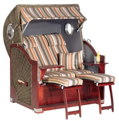 Produktbild von SunnySmart Garten-Strandkorb Rustikal 500 PLUS COMFORT 3/4-Liegemodell 2-Sitzer XL