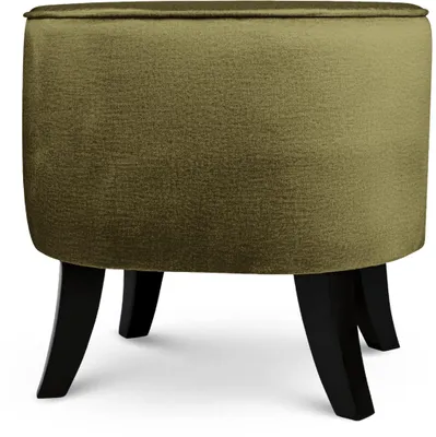 Produktbild von MG Design Ovaler Samt-Hocker 42 x 52 cm in Grün mit Holzbeinen - Gepolsterter Fußhocker für Wohnzimmer oder Schlafzimmer