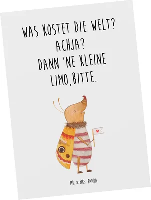 Produktbild von Mr. & Mrs. Panda Postkarte Nachtfalter Fähnchen - Weiß - Geschenk, Grußkarte, Spruch witzig, Ansichtskarten, süß, lustige Sprüche, Gute Laune, Tiere, Tiermotive, niedlich