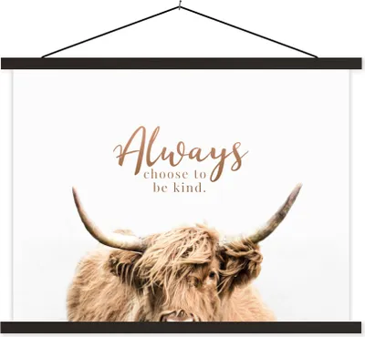 Produktbild von MuchoWow® Textilposter Schottisches Hochlandrind - Zitate - Tier 40x30 cm mit schwarzem Rahmen - Dekorationen