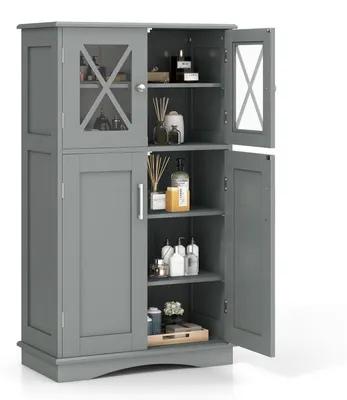 Immagine prodotto di Mobiletto da bagno a 5 ripiani, grigio, 60 x 30 x 108 cm, in MDF