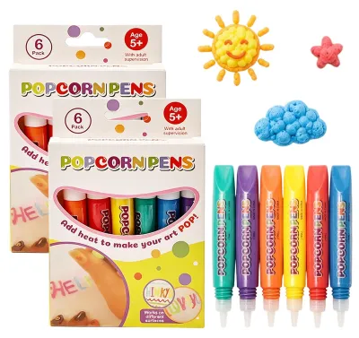 3D Popcornstifte Set, 12 Stück, Bubbelstifte, Wärmeaktiviert
