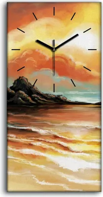 Produktbild von Leinwand Wanduhr Wandkunst Uhr 30x60 Malerei Abstraktes Meer Wellen Wolken Kunst - schwarze Hände