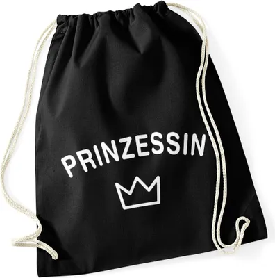 Produktbild von Turnbeutel Prinzessin Krone Princess Jutebeutel Sportbeutel Gymbag Moonworks® schwarz unisize