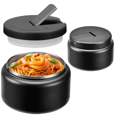 Thermocontainer 400 ml, Edelstahl, schwarz, für Kinder