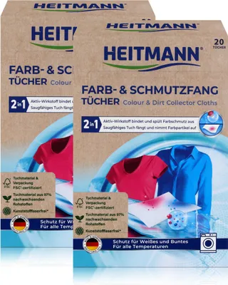 Produktbild von Heitmann Farb- und Schmutzfangtücher - Zweifach aktiver Wäscheschutz (2er Pack)