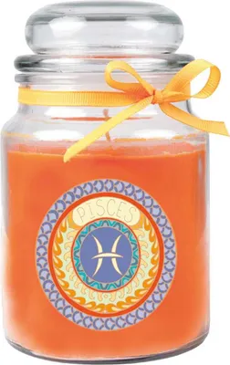 Produktbild von HS Candle "Sternzeichen" Duftkerze im Bonbonglas ( Fische ) - viele Motive zur Auswahl, 500g - Brenndauer bis zu 110 Std - Pisces